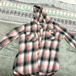 Carhartt hooded button down shirt, size L